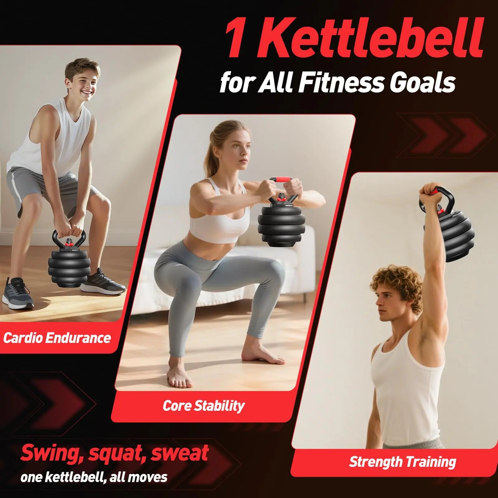 FITPLAM Adjustable 5 in 1 Free Weights Set, 20/35/45/70/90LB Dumbbell Set, Convertible to Barbell Kettlebell Push Up Stand
