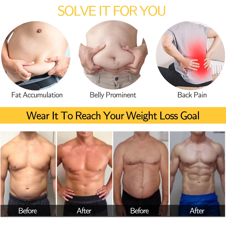 Men Waist Trainer Slimming Body Shaper Fitness Belt Weight Loss Fat Burning Sport Girdle Sweat Trimmer Workout Cincher Shapewear