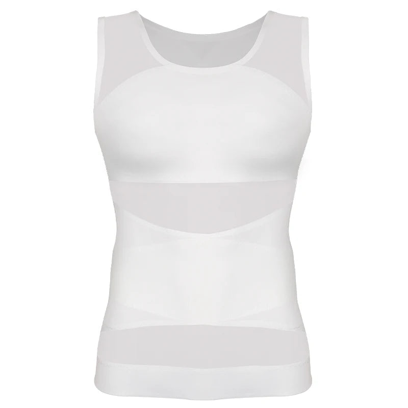 Mens Slimming Body Shaper Vest Gynecomastia Compression Shirts Tummy Control Sleeveless Undershirts Criss Cross Mesh Underwear