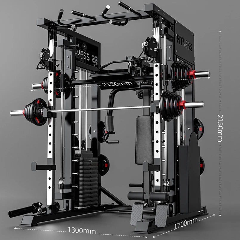 Home Gym Full-Body Training Cable Crossover Power Squat Rack Smith Fitness Machine Multi-Function Workout Exercise Weightlifting