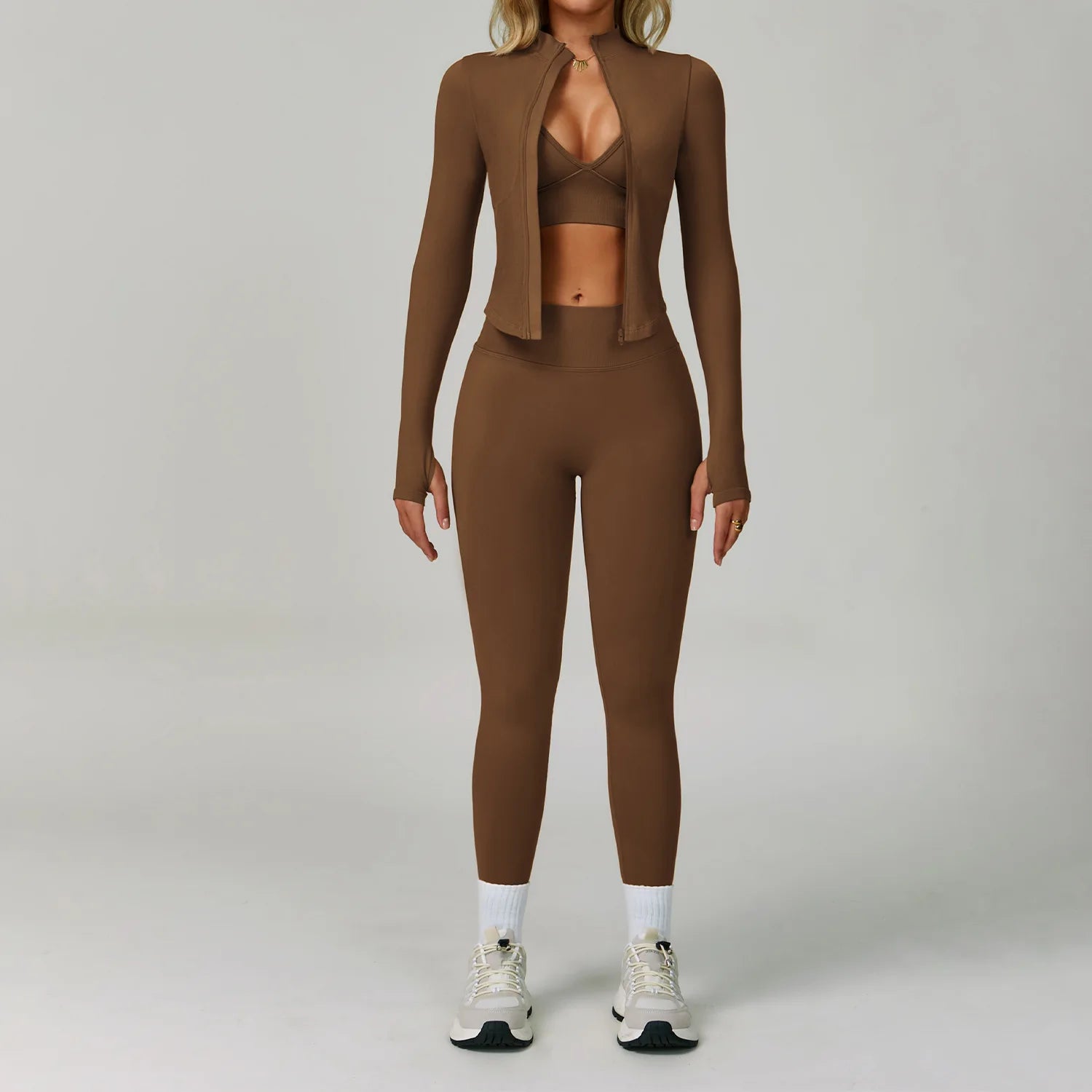 2/3PCS Seamless Yoga Set Gym Workout Suits Athletic Wear Women Legging Fitness Bra Crop Top Long Sleeve Sports Suits Sportswear