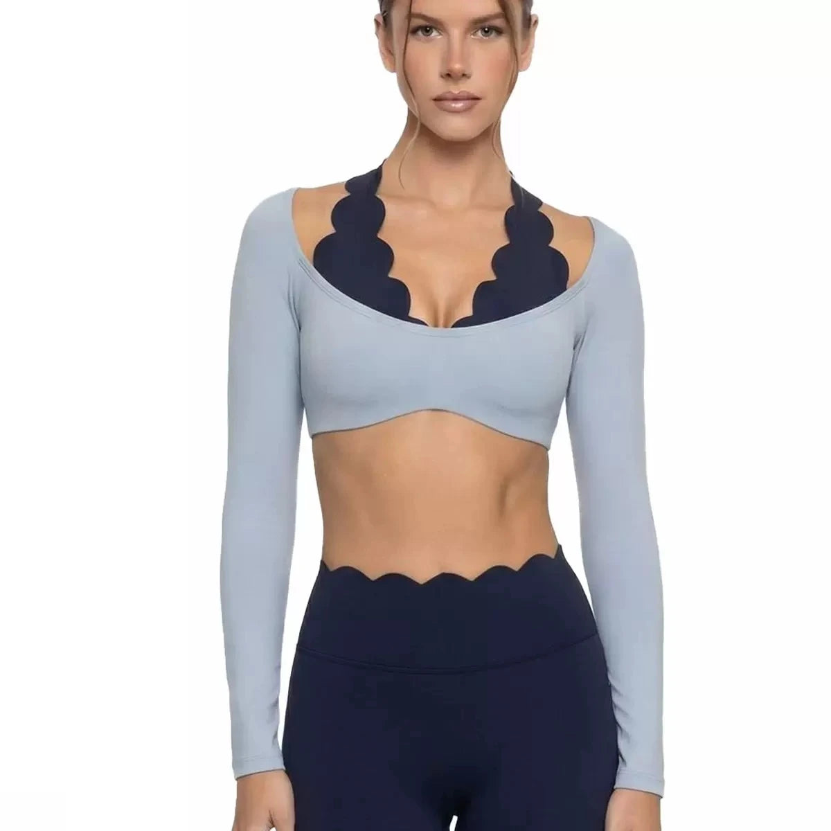 Yoga Sports Long Sleeves Fashion Lace High Elastic Fitness Wear Tight Fitting Pilates Sportswear Top Slim Fit Gym Clothes Woman