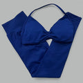 2-Piece Set Women's Seamless Clean (No Logo) Yoga Set, Halter Neck Sports Bra & High-Waisted Lifting Leggings for Gym Workouts