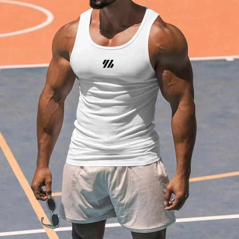 Running Vest Men's Summer Gym Clothing Sports Leisure Milk Silk Tight Sleeveless Shirt Elastic Breathable Slim Fitness Tank Tops
