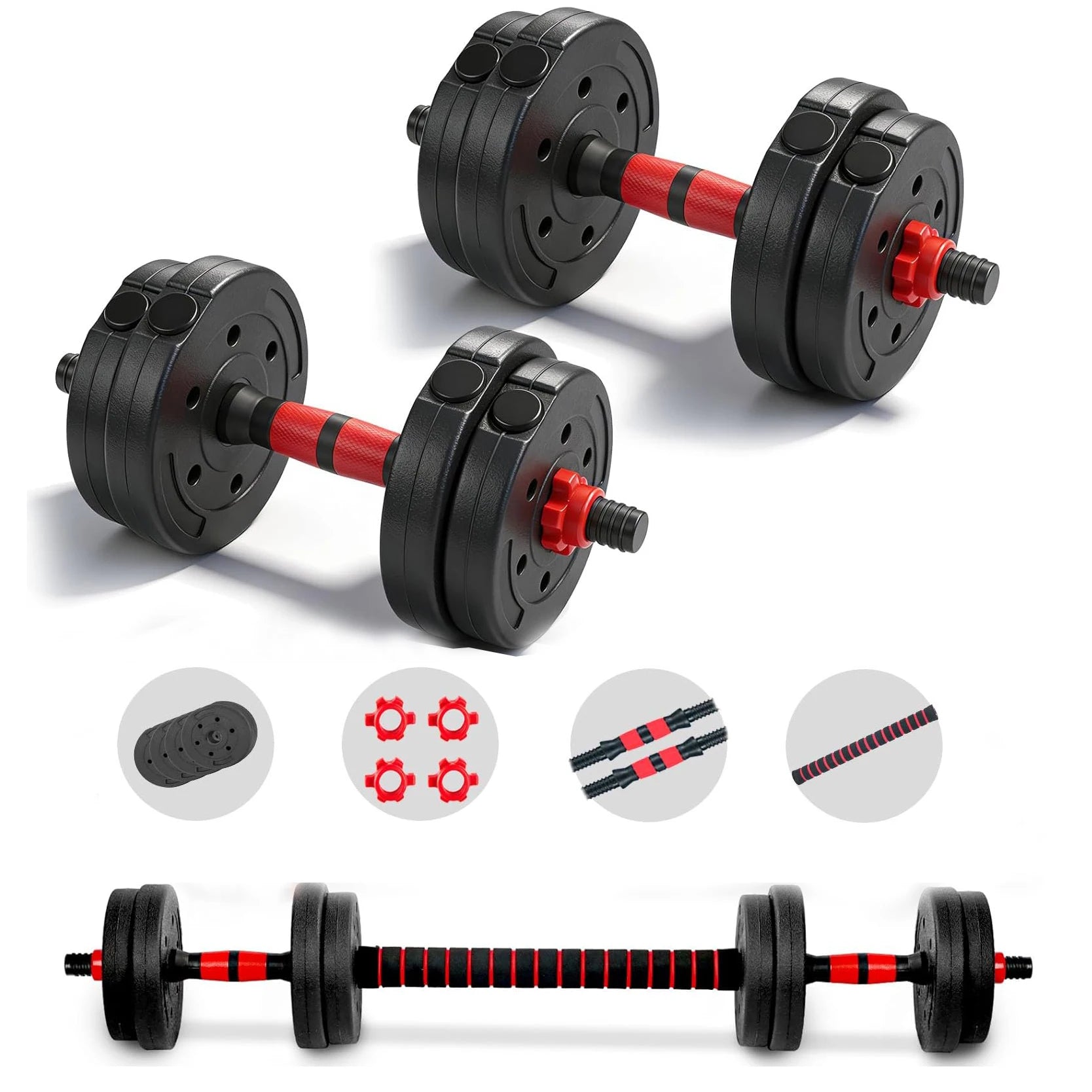 22lb 2-in-1 Adjustable Dumbbell & Barbell Set for Home Exercise & Fitness