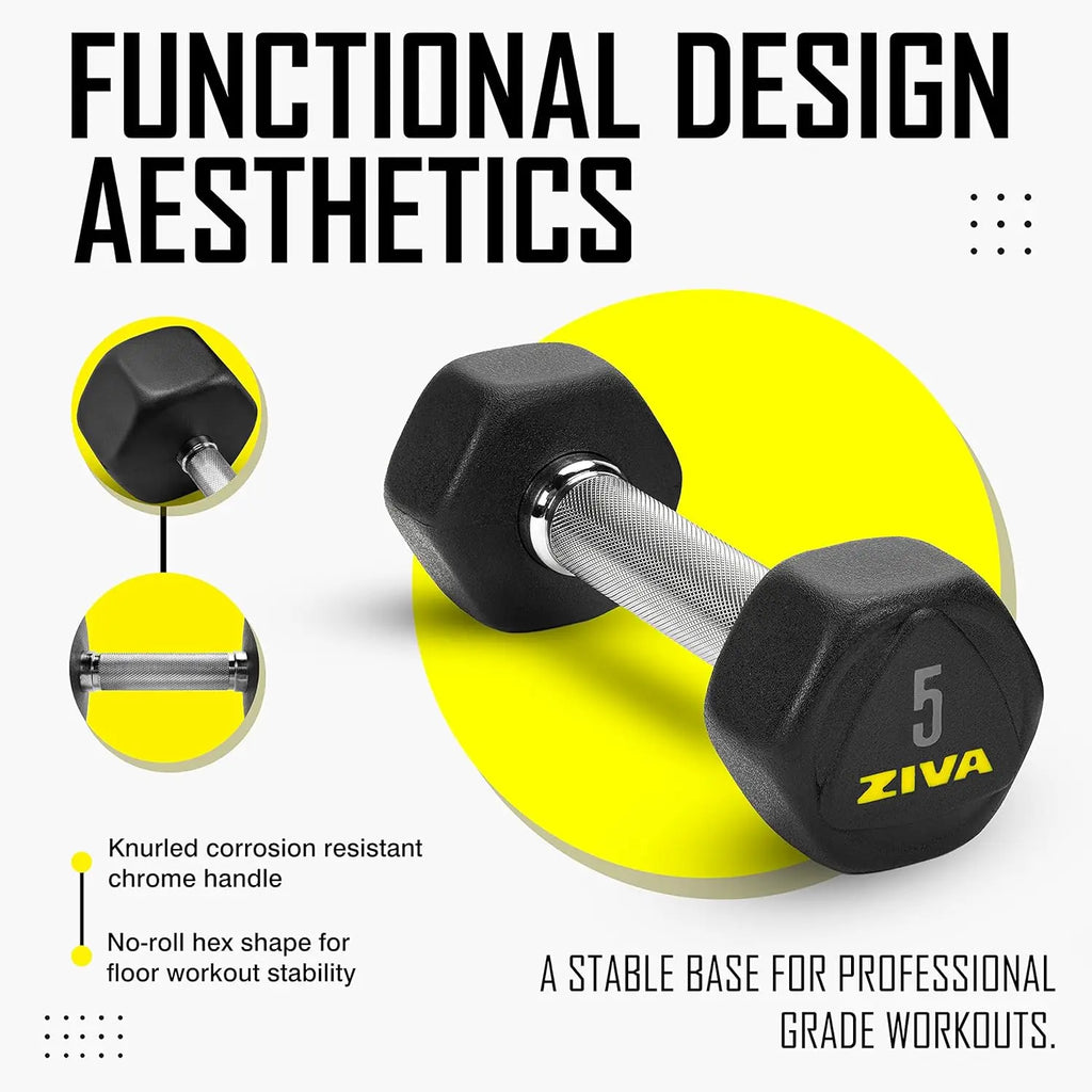 Strength Training at Home Gym - Commercial Grade Rubber Urethane Coated Steel Core Dumbbells, Sold in Pairs and Sets