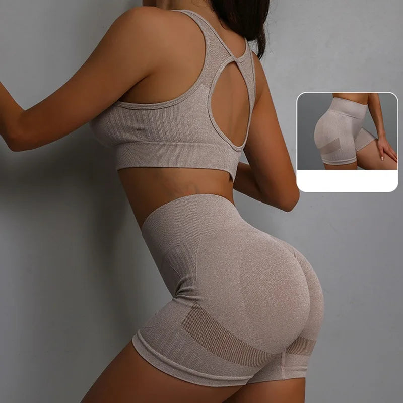 2Pcs Yoga Suit Yoga Sports Underwear Women's Fitness Suit Vest Running Sports Yoga Shorts Set Yoga Set  Workout Set