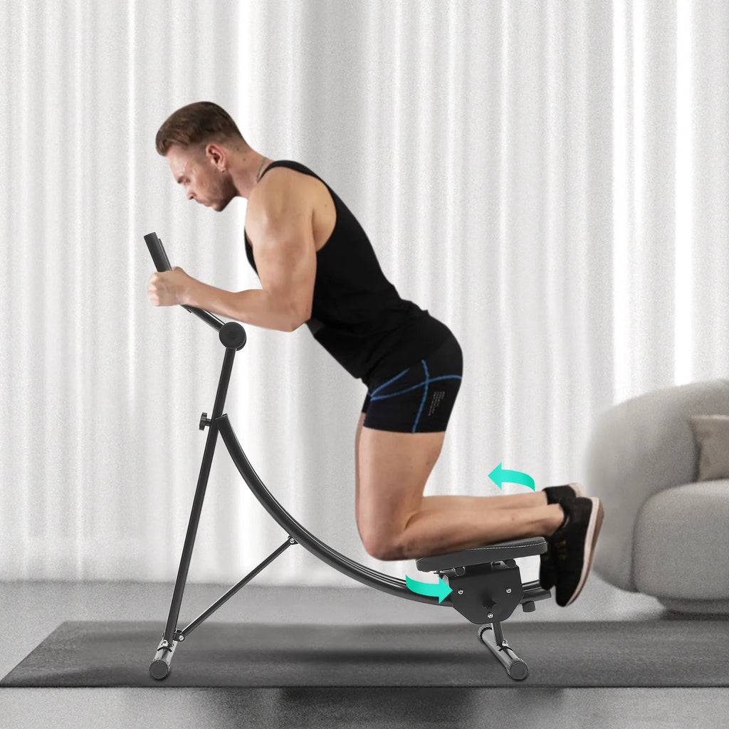 Ab Exercise, Ab Machine, Abdominal Trainer, Dual Track Rotating Ab Roller with Extra Wide Knee Pad, 0-180 Degree Adjustable Rotation, Carbon Steel Structure, Home Gym Fitness Equipment, Core Waist Training, Comfortable Protec