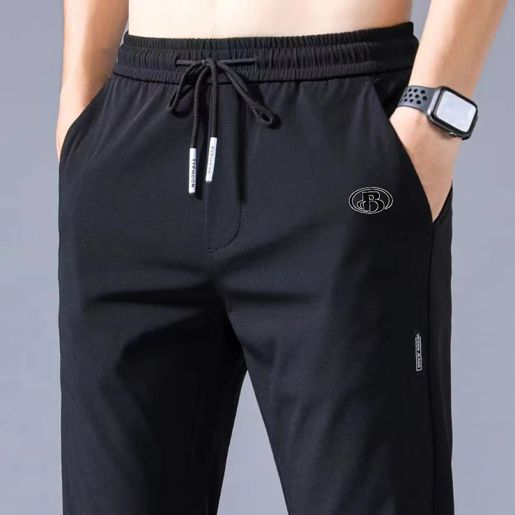 Summer men's ice silk quick drying casual pants slim fit Korean version ice silk pants sports pants straight tube quick drying p