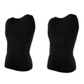 2 PCS Men Slimming Shapewear Sexy Body Shaper Posture Correct Vest Compression T-Shirt Body Building Fat Burning Chest Tummy Control Tank Top Sleeveless Under Shirt Breathable Soft Waist Trainer Round Neck Underwear