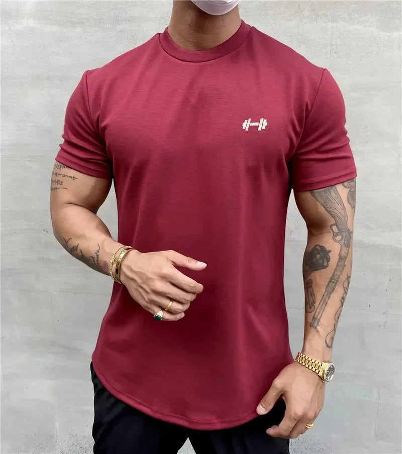 NEW Summer Gym T shirt Men Slim Fit sports Fitness tops Cotton short sleeve Training Tees fashion Casual t shirt men Clothing