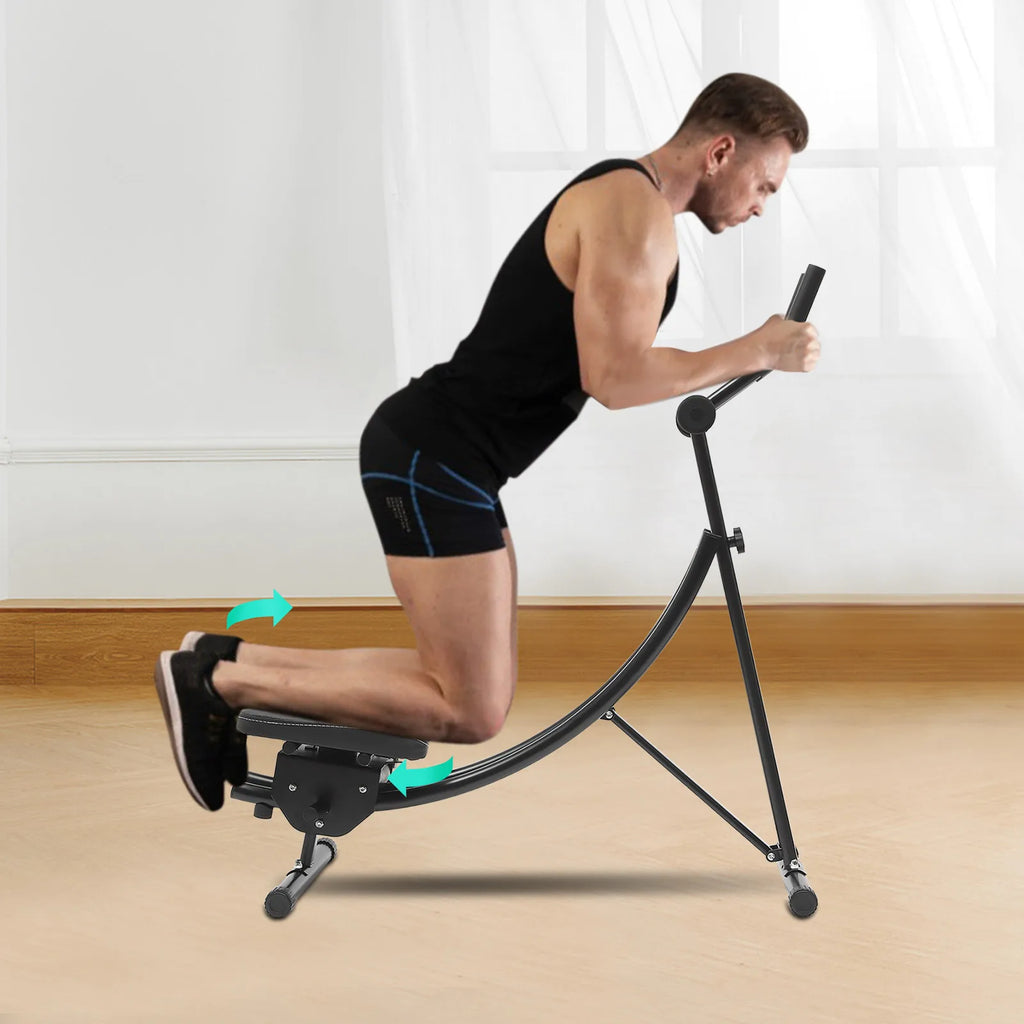 Ab Exercise, Ab Machine, Abdominal Trainer, Dual Track Rotating Ab Roller with Extra Wide Knee Pad, 0-180 Degree Adjustable Rotation, Carbon Steel Structure, Home Gym Fitness Equipment, Core Waist Training, Comfortable Protec