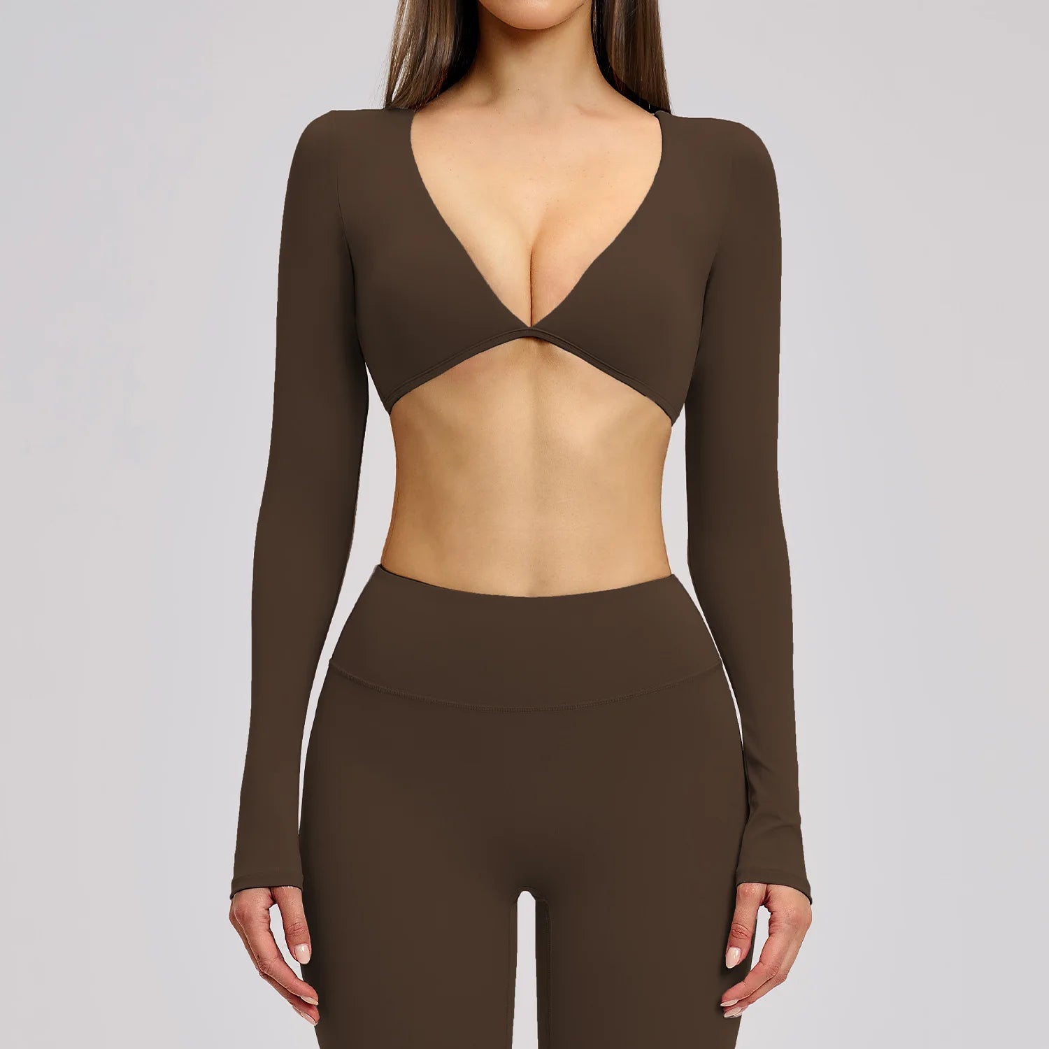 Sports Yoga Long Sleeve V T-shirt Sportswear Woman Gym Women's Female Clothing Slim Fit Sportswear Workout Clothes Fitness Wear
