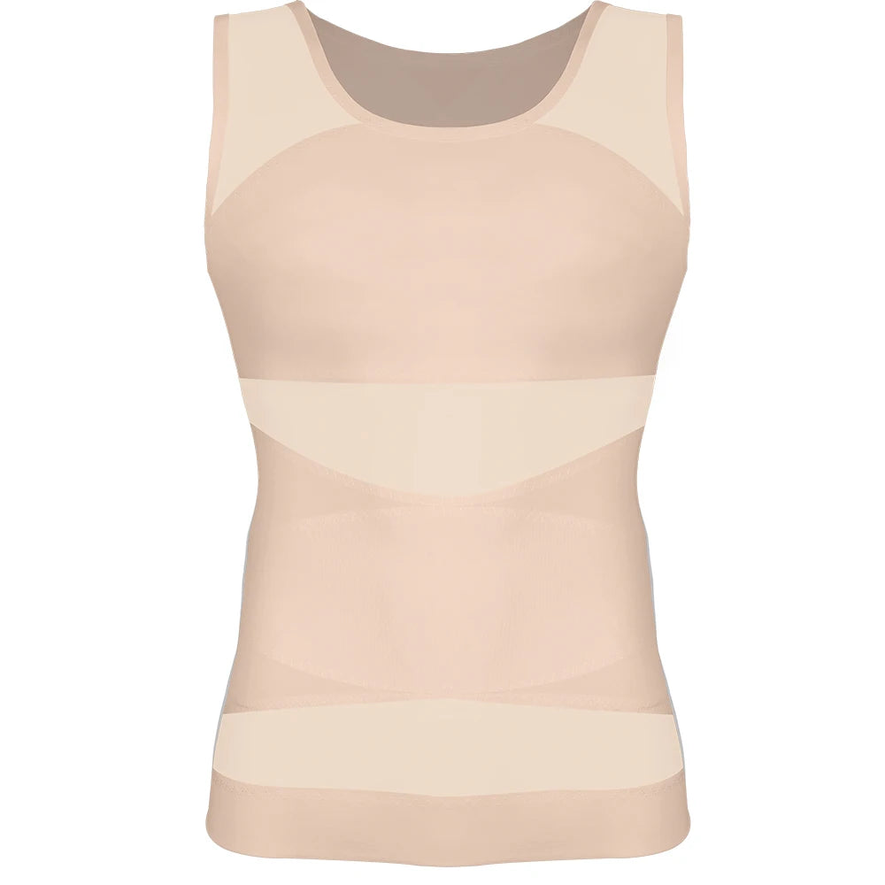 Mens Slimming Body Shaper Vest Gynecomastia Compression Shirts Tummy Control Sleeveless Undershirts Criss Cross Mesh Underwear