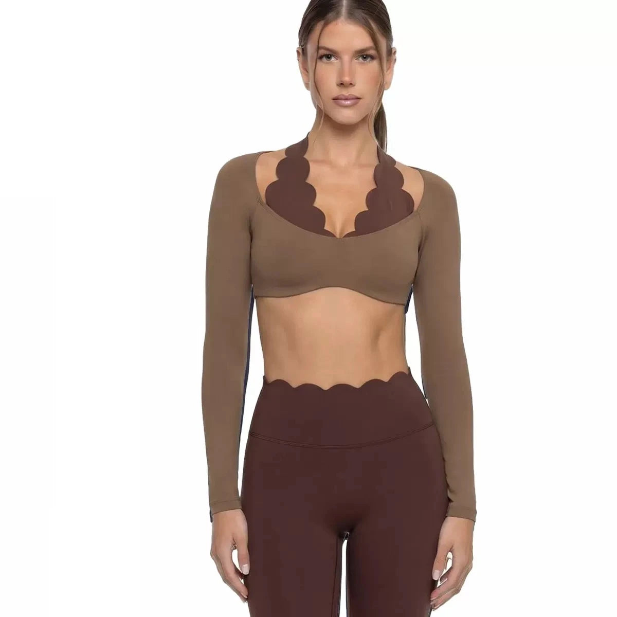 Yoga Sports Long Sleeves Fashion Lace High Elastic Fitness Wear Tight Fitting Pilates Sportswear Top Slim Fit Gym Clothes Woman