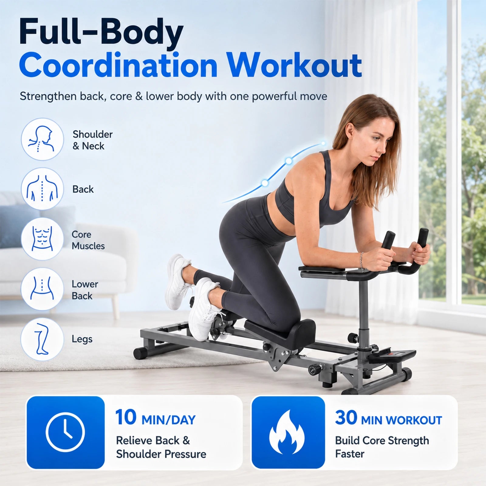 Primal Crawl & Spine Twist and Stretch Trainer – Full Body Low-Impact Cardio Machine with Adjustable Hand Grips, Knee Support & Steel Frame, Home Gym Equipment