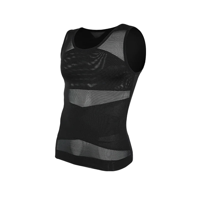 Men's Shapewear Tank Top Gynomastica Sleeveless Vest Cross Mesh Suit 3XL Compression Shirt for Men Slimming Undershirt Tummy Control Body Shaper Breathable Waist Trainer Underwear Soft Back Support Fitness