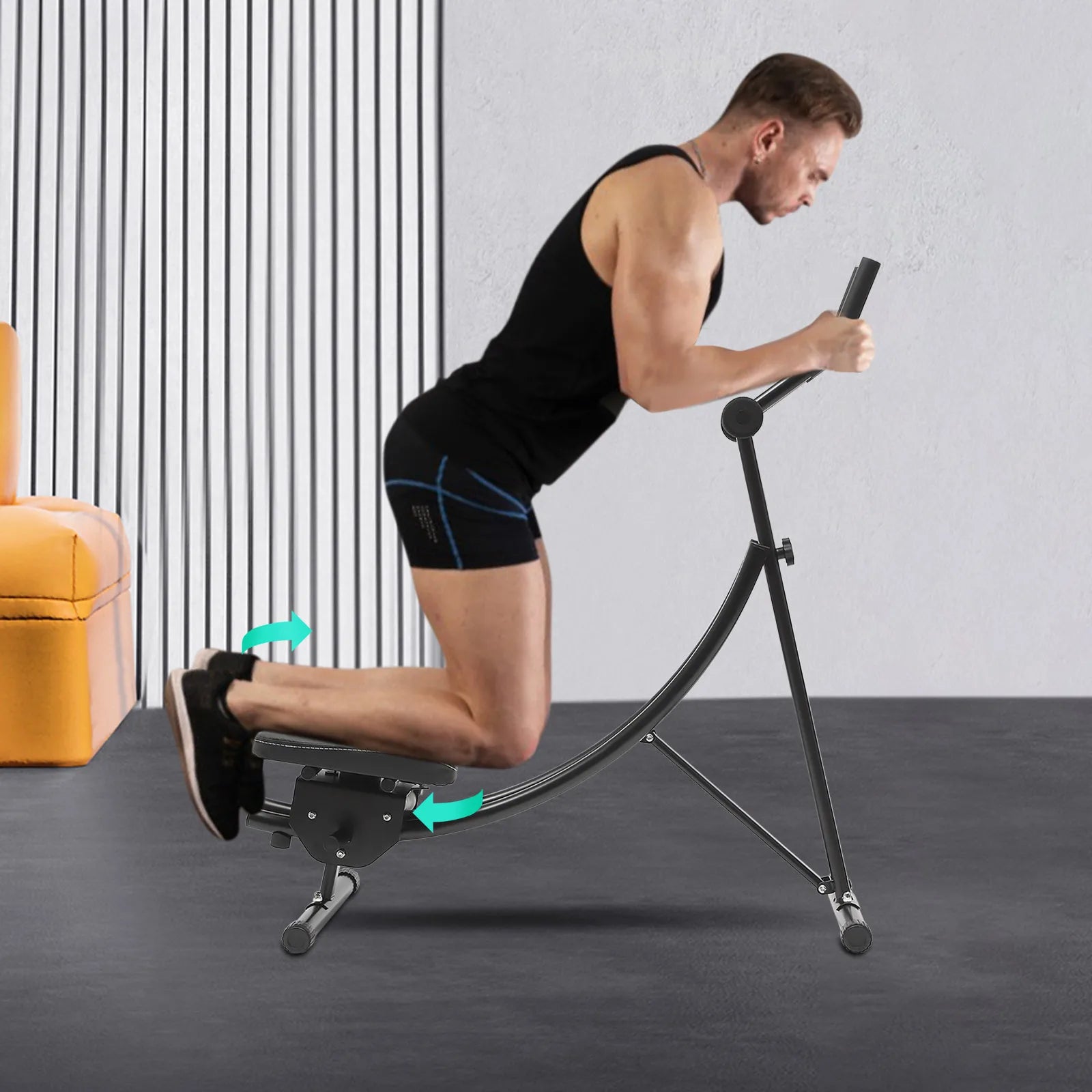 Ab Exercise, Ab Machine, Abdominal Trainer, Dual Track Rotating Ab Roller with Extra Wide Knee Pad, 0-180 Degree Adjustable Rotation, Carbon Steel Structure, Home Gym Fitness Equipment, Core Waist Training, Comfortable Protec