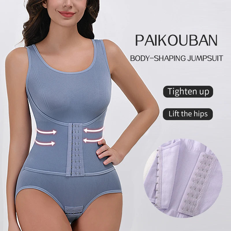 Aishang Bodysuit Shapewear with Zipper Belt Women Tummy Control Faja Full Body Shaper Waist Trainer Slimming Cincher Corset Tops