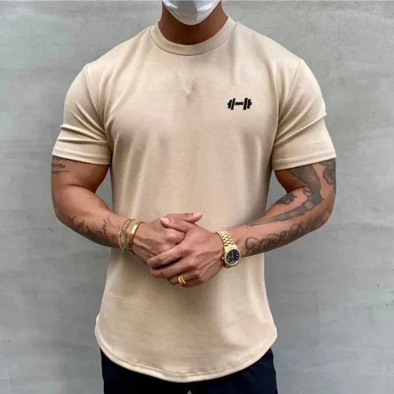 NEW Summer Gym T shirt Men Slim Fit sports Fitness tops Cotton short sleeve Training Tees fashion Casual t shirt men Clothing