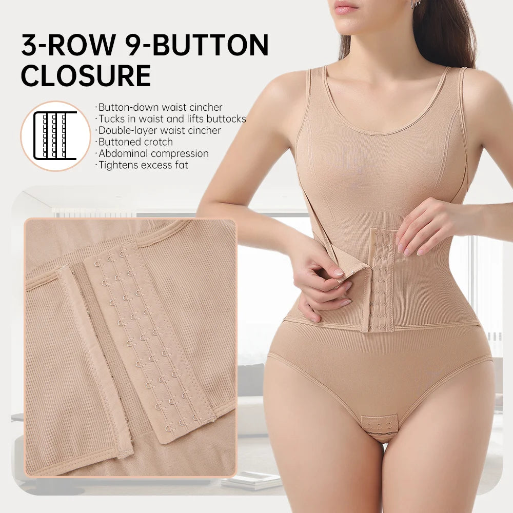Woman Slim Bodysuit Shapewear with Zipper Belt Women Tummy Control Fajas Body Shaper Waist Trainer Slimming Cincher Corset Tops