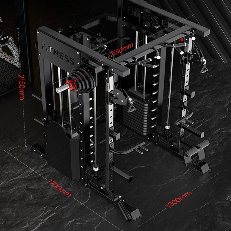 Home Gym Full-Body Training Cable Crossover Power Squat Rack Smith Fitness Machine Multi-Function Workout Exercise Weightlifting