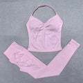 Seamless Yoga Set Women 2Pcs Padded Halter Tank Top Scrunch Butt Lifting Gym Leggings Set Woman Sportswear Workout Clothes