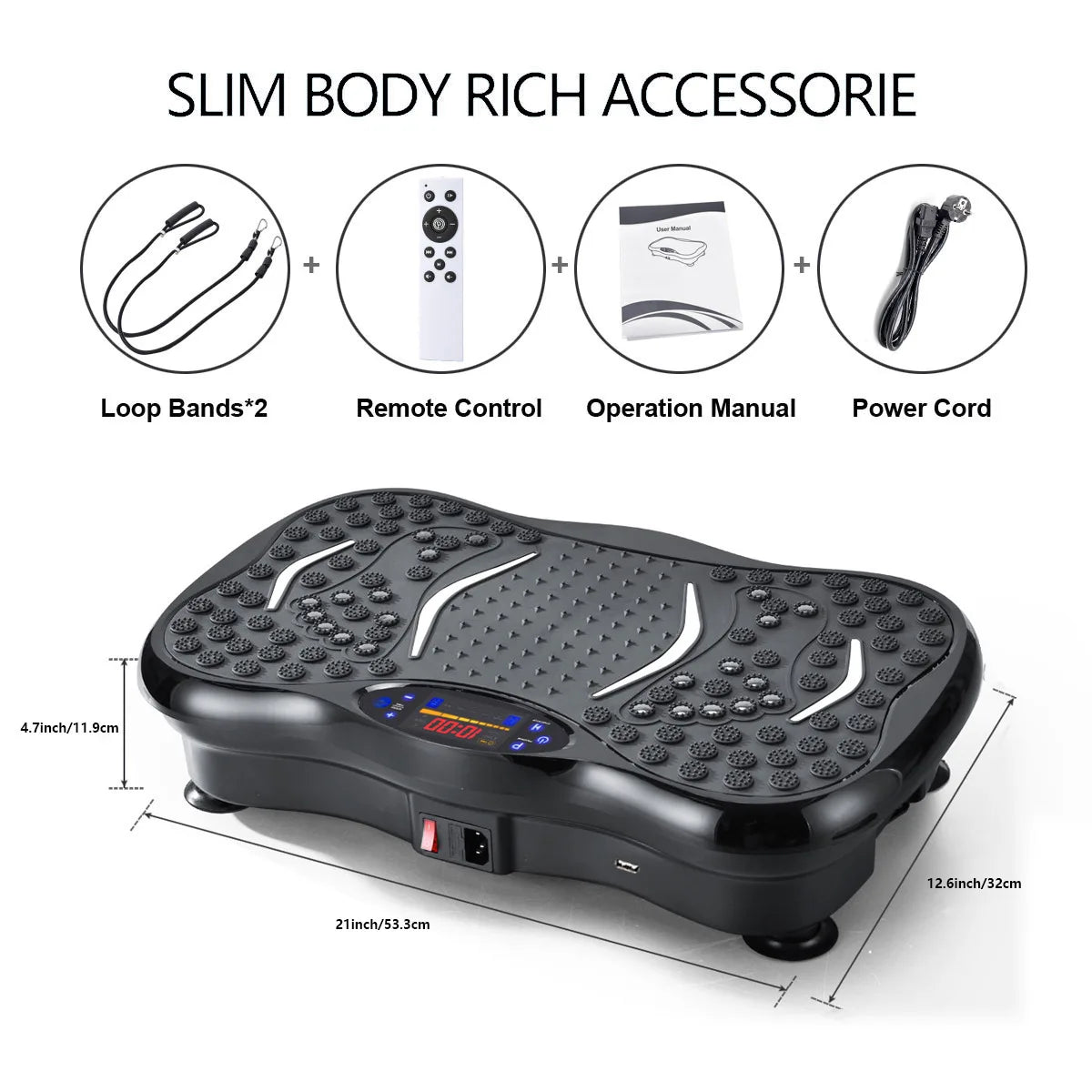 Vibration Plate Exercise Machine Full Body Workout Vibration Platform with Loop Band Lymphatic Drainage Machine for Body Shaping