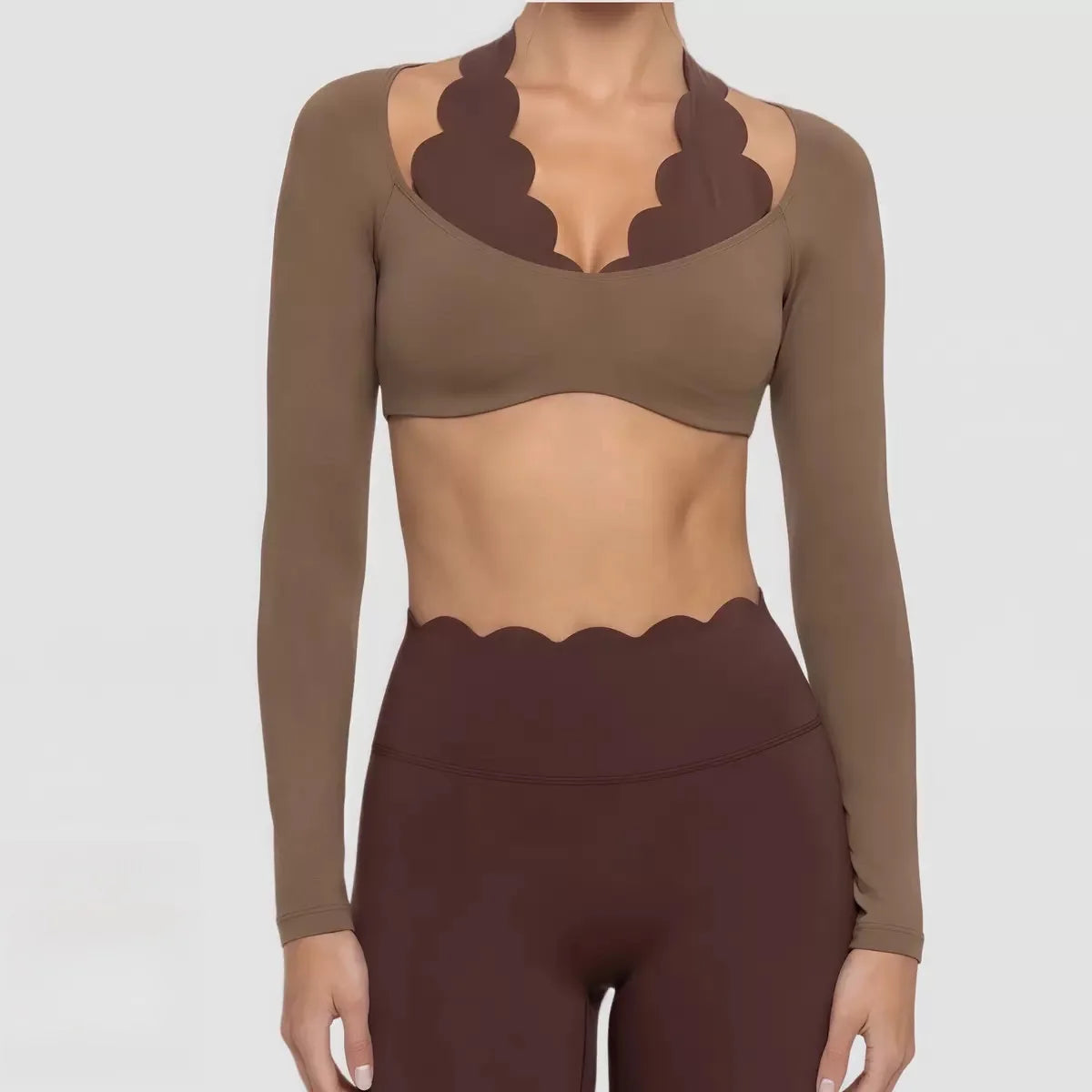 Yoga Sports Long Sleeves Fashion Lace High Elastic Fitness Wear Tight Fitting Pilates Sportswear Top Slim Fit Gym Clothes Woman