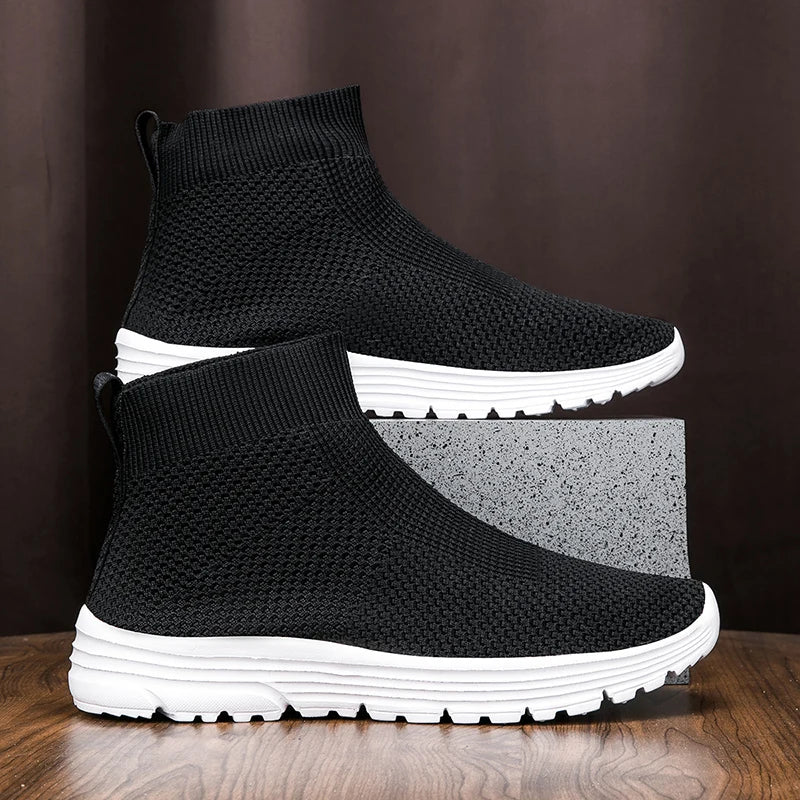 Couple Running Shoes for Men Women Black Mesh  Casual Sneakers Lightweight High-top Breathable Comfortable Gym Jogging Shoes Man