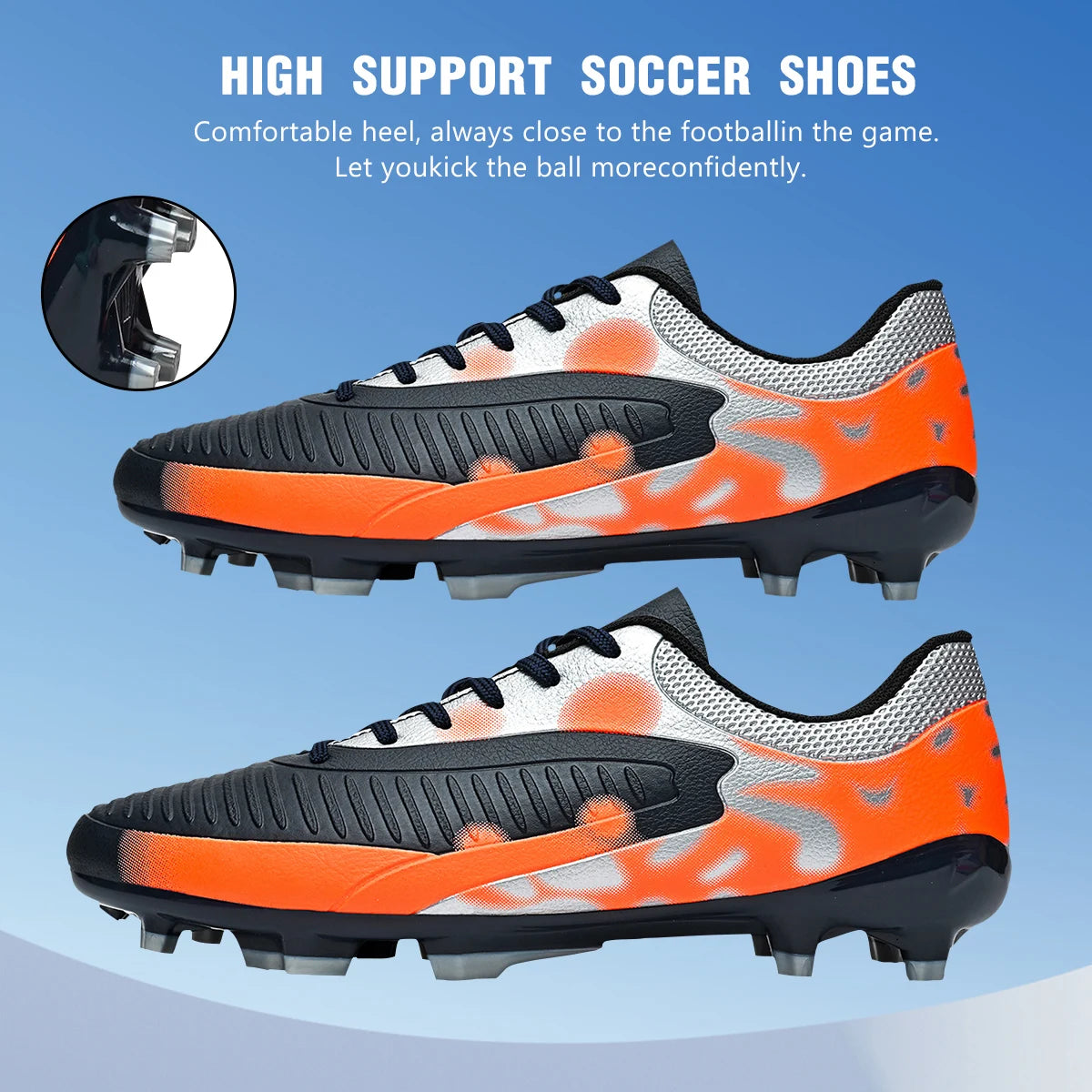 Unisex AG/FG Soccer Shoes for Adults, Premium PU Synthetic Leather, TPU Long Studs, Anti-slip, Designed for Maximum Performance