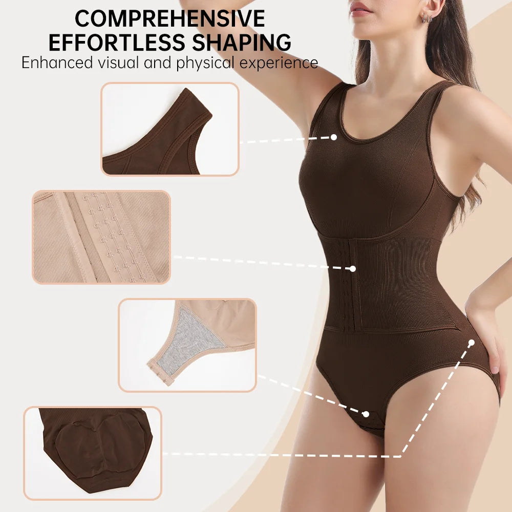 Woman Slim Bodysuit Shapewear with Zipper Belt Women Tummy Control Fajas Body Shaper Waist Trainer Slimming Cincher Corset Tops