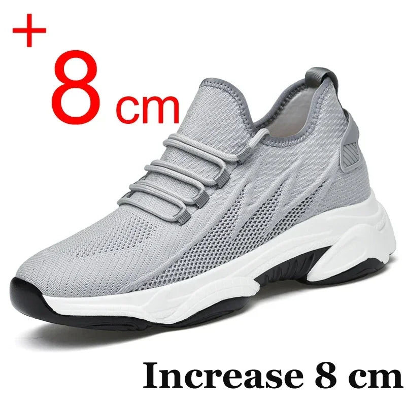 Increasing Men Sneakers Casual Heightening Shoes 8cm Height Increase Shoes for Summer Breathable 6cm Elevator