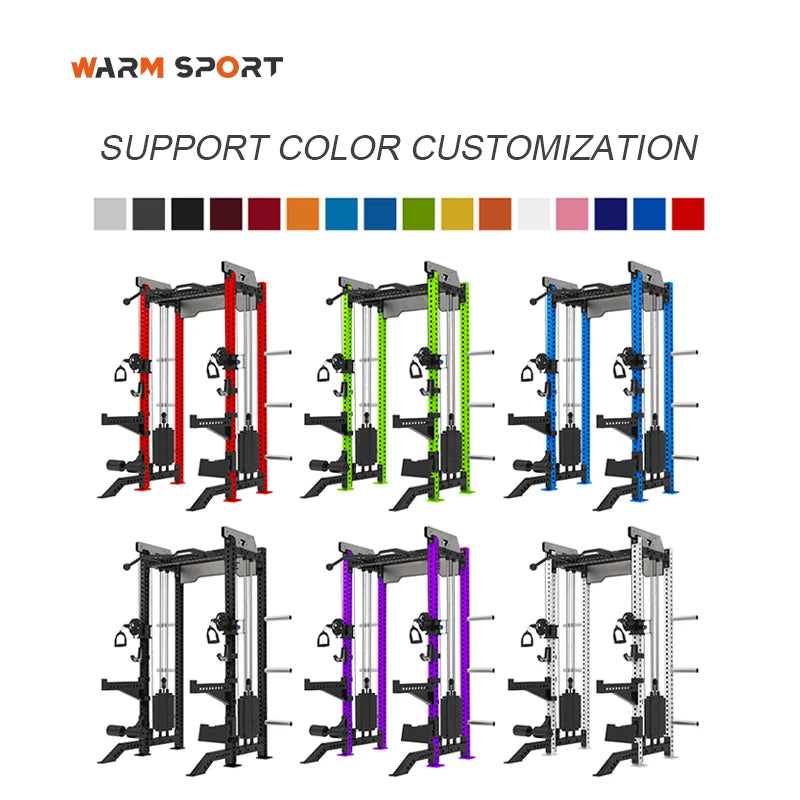 Home Gym Smith Machine With Weight Stacks 6-in-1 Power Rack, Crossover, Pull-Up & Dip Station, Full Body Strength Training