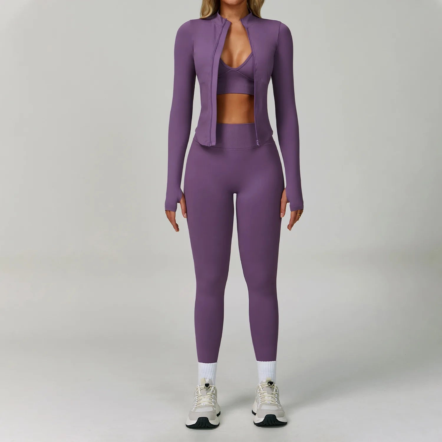 2/3PCS Seamless Yoga Set Gym Workout Suits Athletic Wear Women Legging Fitness Bra Crop Top Long Sleeve Sports Suits Sportswear