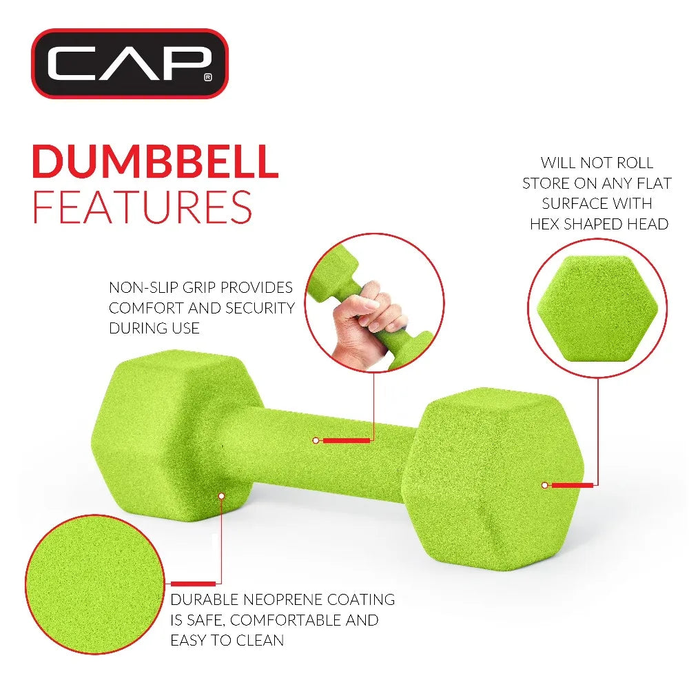 Neoprene Coated Hex Dumbbell 5 Pound Pair for Home Gym Fitness Workout Strength Training