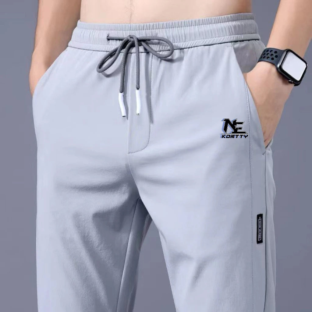 Summer men's ice silk quick drying casual pants slim fit Korean version ice silk pants sports pants straight tube quick drying p