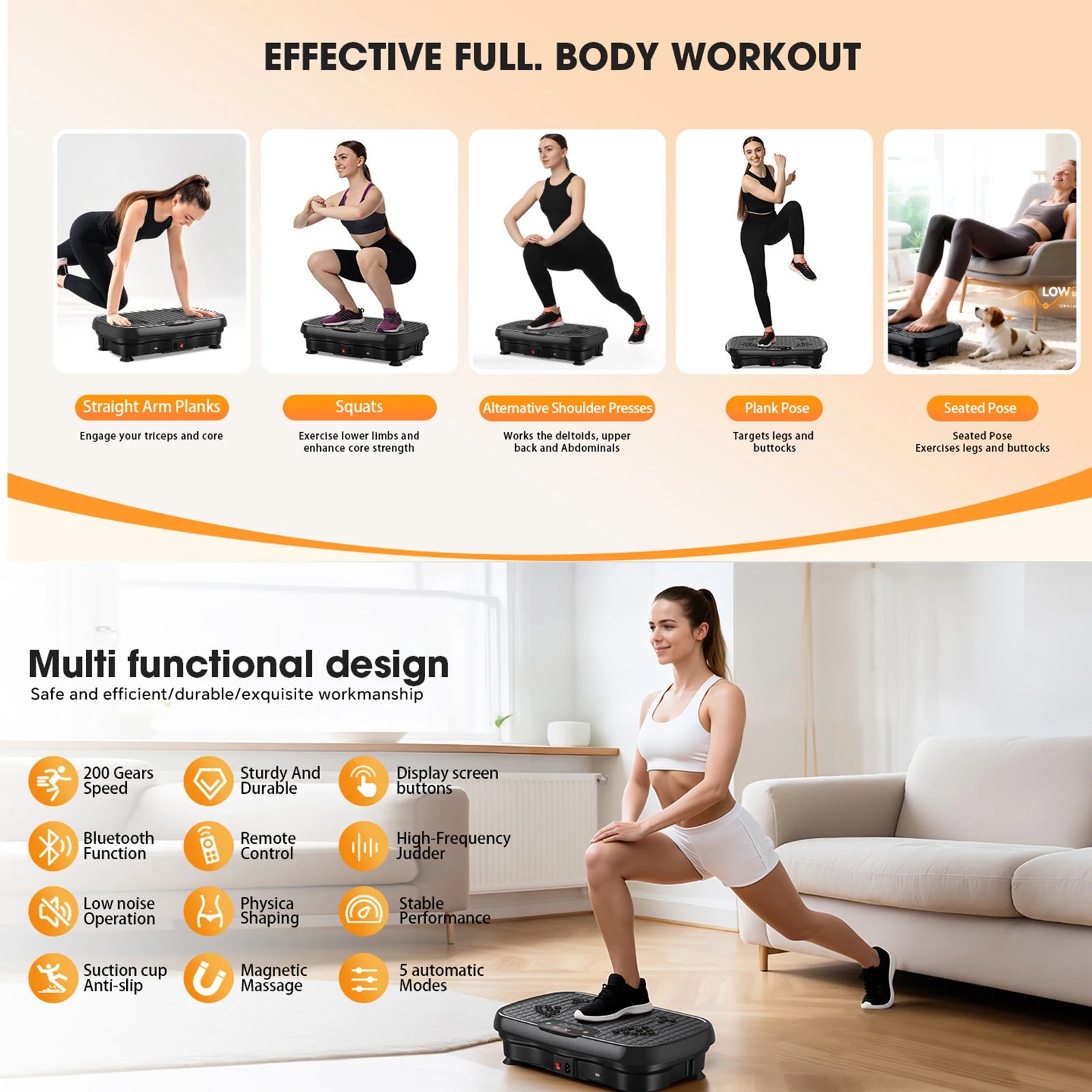 Fat Shaking Machine Bluetooth Full Body Fat-Burning Adjustable Speed Workout Vibrate Stand For Home Training & Fitness Equipment