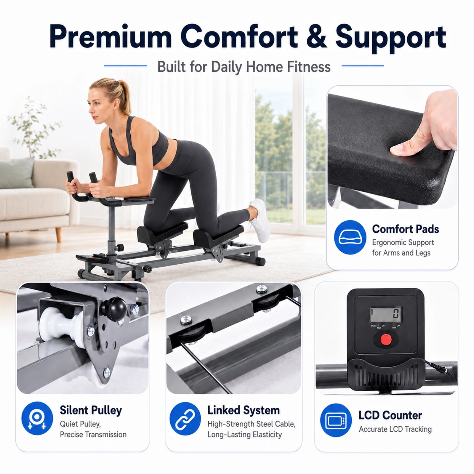 Primal Crawl & Spine Twist and Stretch Trainer – Full Body Low-Impact Cardio Machine with Adjustable Hand Grips, Knee Support & Steel Frame, Home Gym Equipment