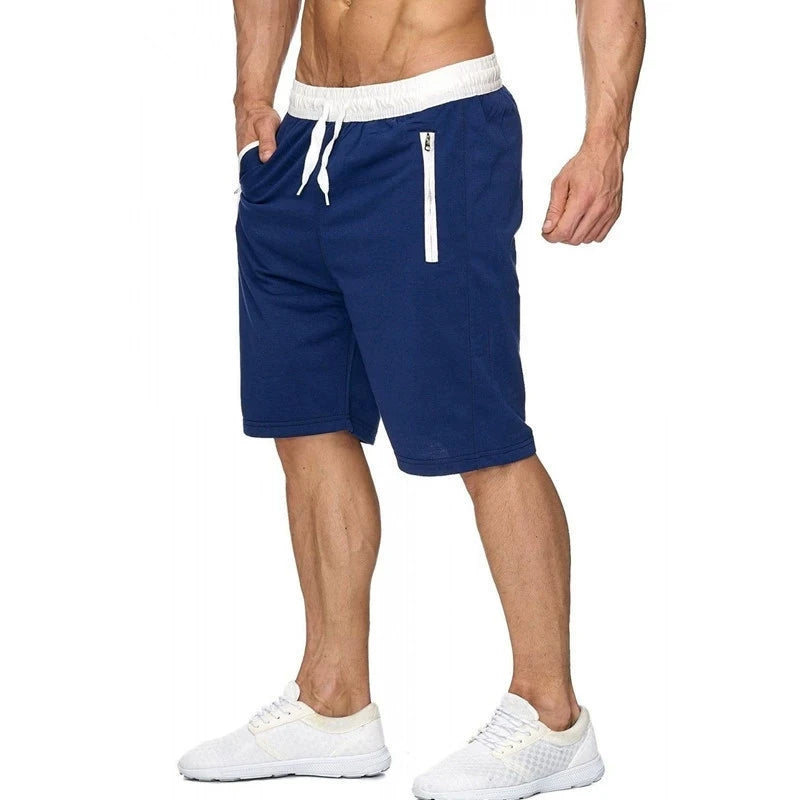 Summer Men's New Beach Shorts Sports Short Pants comfortJogging Breathable Shorts Men Zipper Pockets Loose Running Sports Shorts