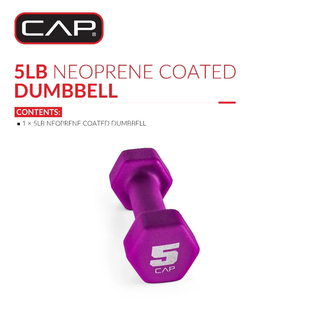 Neoprene Coated Hex Dumbbell 5 Pound Pair for Home Gym Fitness Workout Strength Training