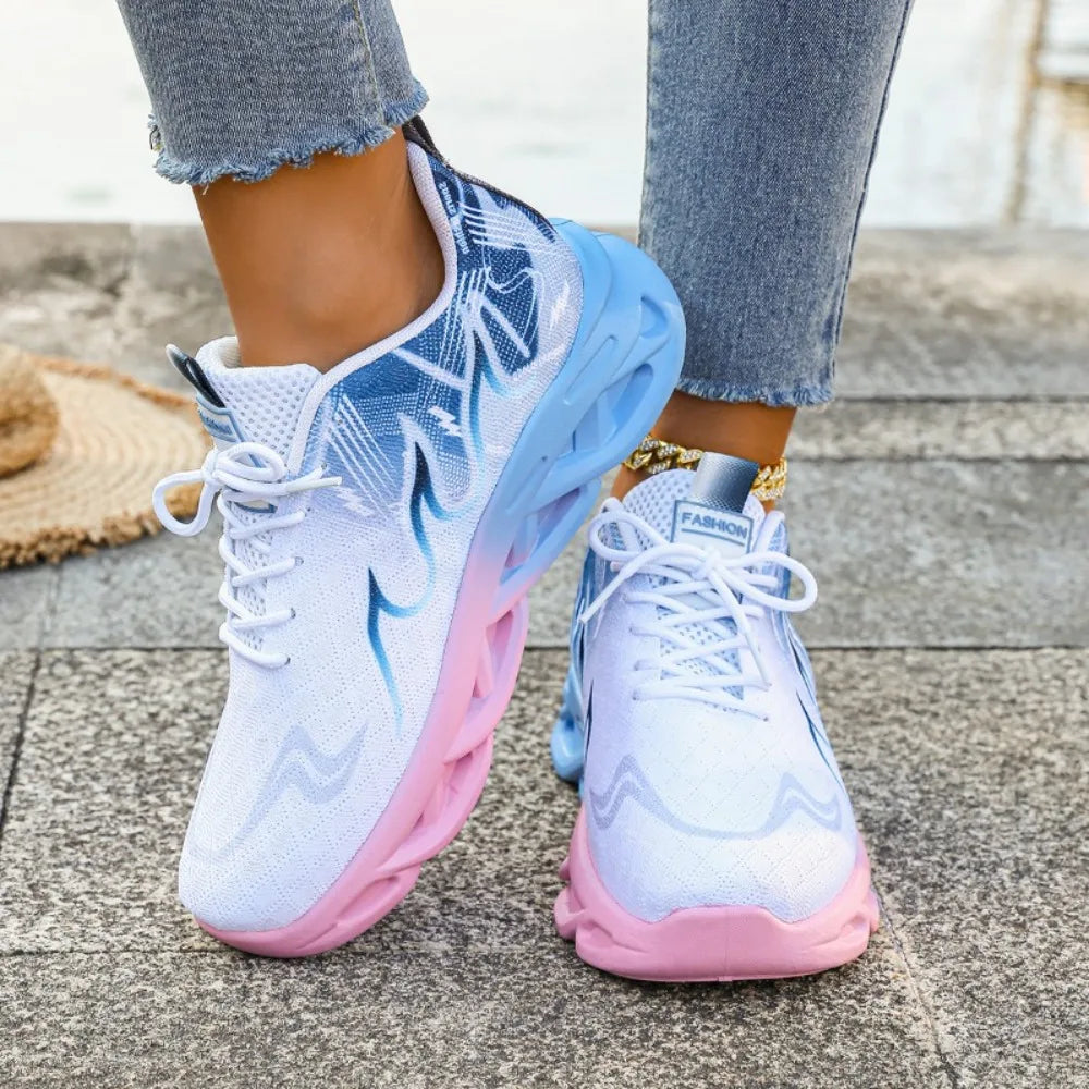 Women Casual Sports Shoes Breathable Lightweight Sneakers Anti-slip Flats Outdoor Running Walking Shoes Female Vulcanized Shoes