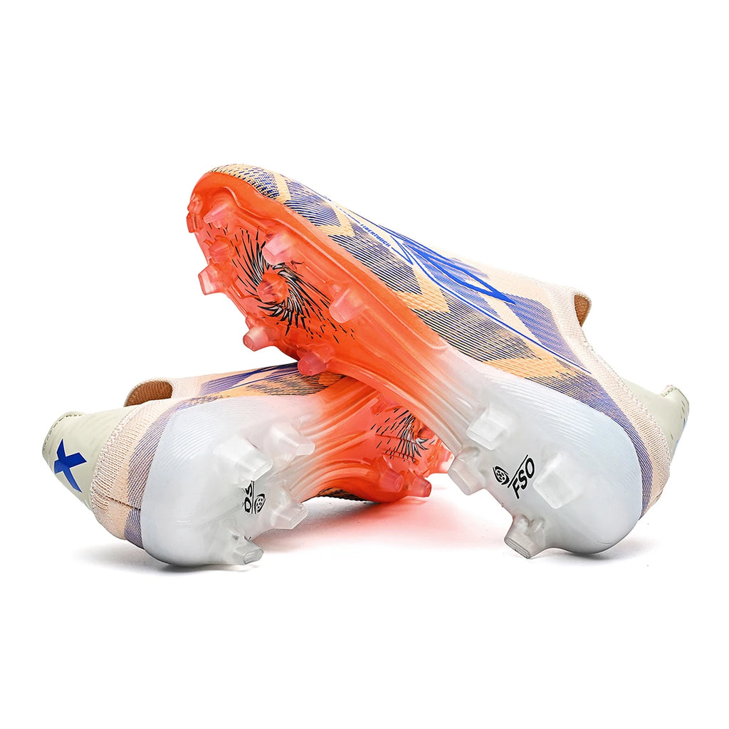 Unisex AG/FG Soccer Shoes for Adults, Premium PU Synthetic Leather, TPU Long Studs, Anti-slip, Designed for Maximum Performance