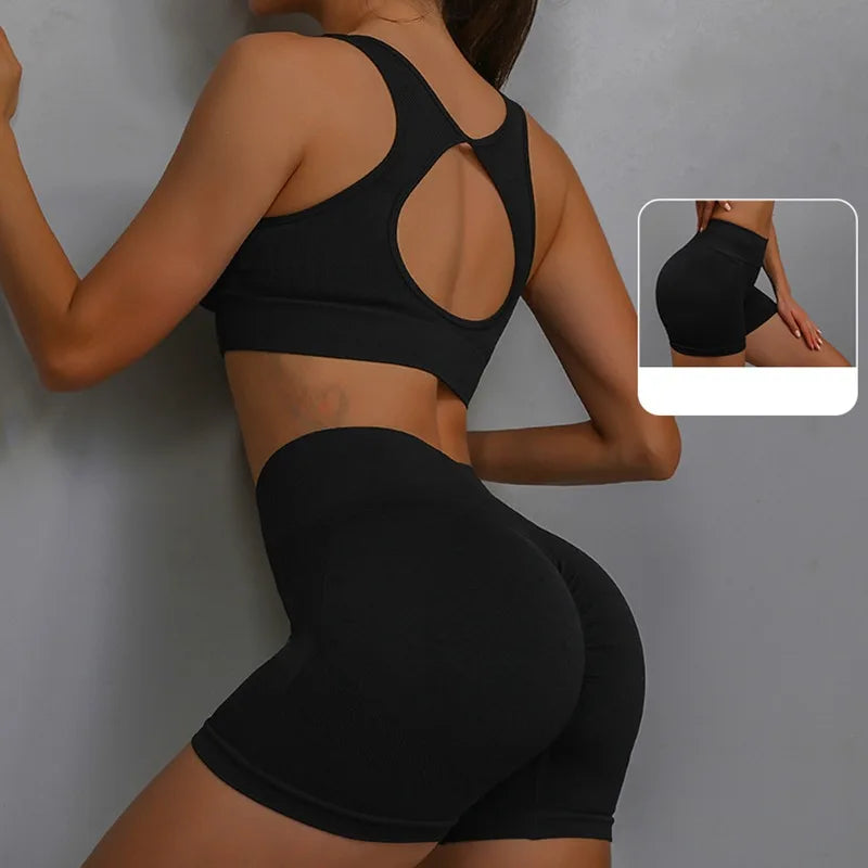 2Pcs Yoga Suit Yoga Sports Underwear Women's Fitness Suit Vest Running Sports Yoga Shorts Set Yoga Set  Workout Set