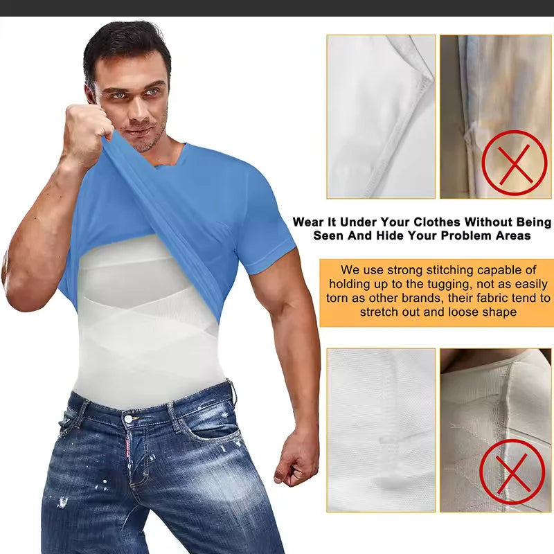 Men's Shapewear Tank Top Gynomastica Sleeveless Vest Cross Mesh Suit 3XL Compression Shirt for Men Slimming Undershirt Tummy Control Body Shaper Breathable Waist Trainer Underwear Soft Back Support Fitness