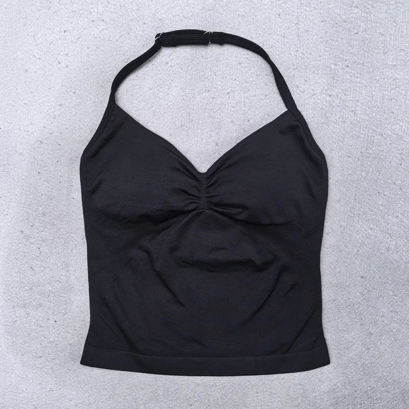Seamless Yoga Set Women 2Pcs Padded Halter Tank Top Scrunch Butt Lifting Gym Leggings Set Woman Sportswear Workout Clothes