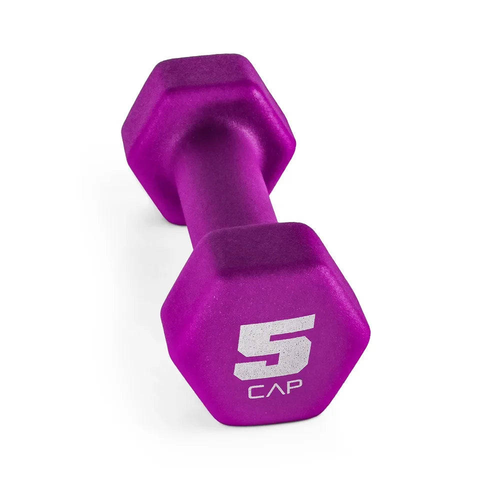 Neoprene Coated Hex Dumbbell 5 Pound Pair for Home Gym Fitness Workout Strength Training