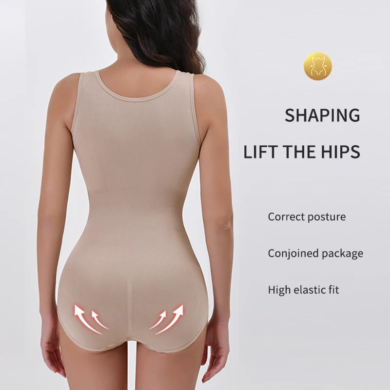 Aishang Bodysuit Shapewear with Zipper Belt Women Tummy Control Faja Full Body Shaper Waist Trainer Slimming Cincher Corset Tops