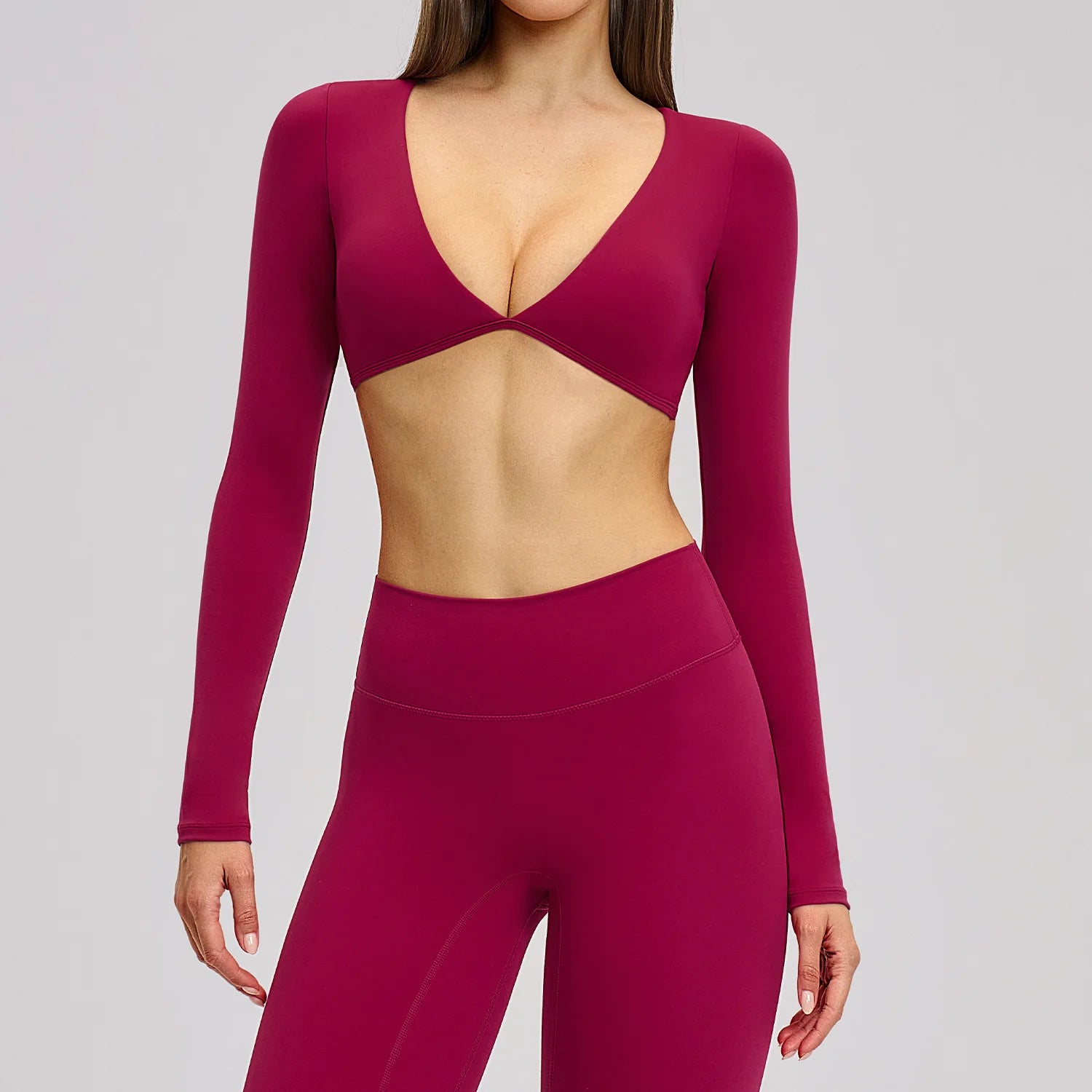 Sports Yoga Long Sleeve V T-shirt Sportswear Woman Gym Women's Female Clothing Slim Fit Sportswear Workout Clothes Fitness Wear