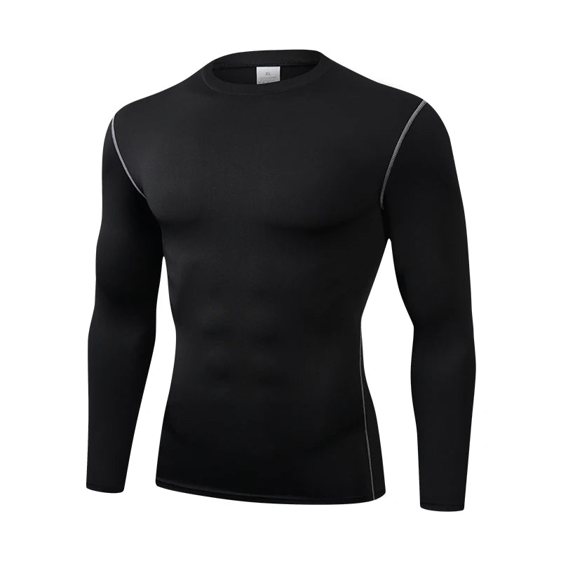 Men's long sleeved sports T-shirt, tight fitting, sweat absorbing, breathable, high elasticity basketball fitness suit